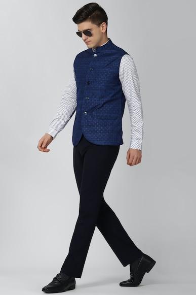 men-navy-print-regular-fit-formal-nehru-jacket
