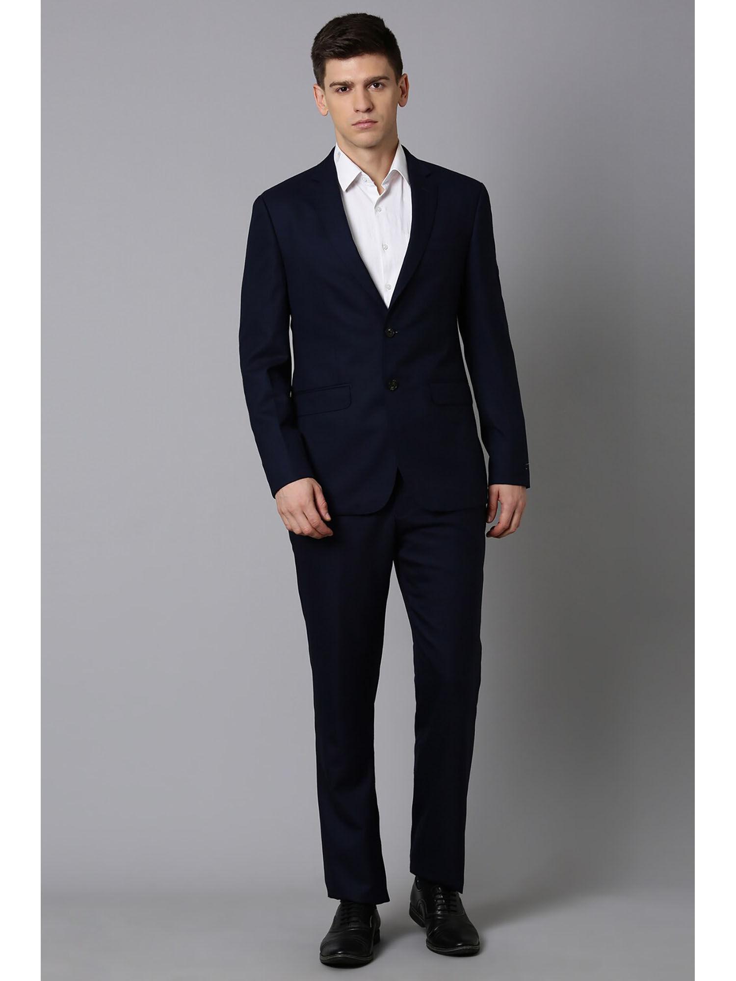 men navy regular fit solid formal suit (set of 2)
