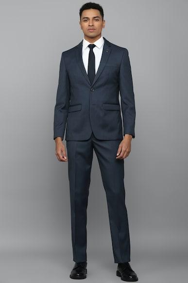 men navy slim fit textured formal two piece suit