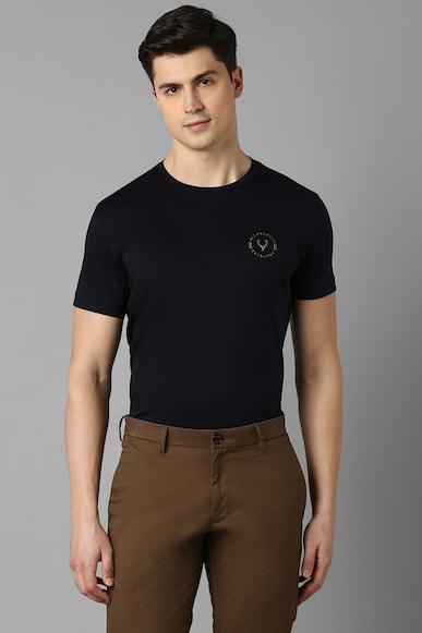 men navy solid crew neck t-shirt