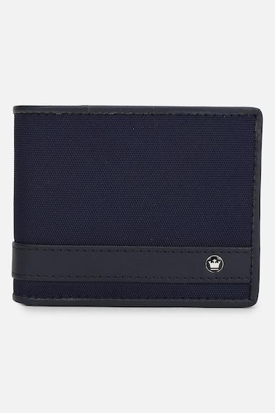 men navy solid leather and fabric wallet