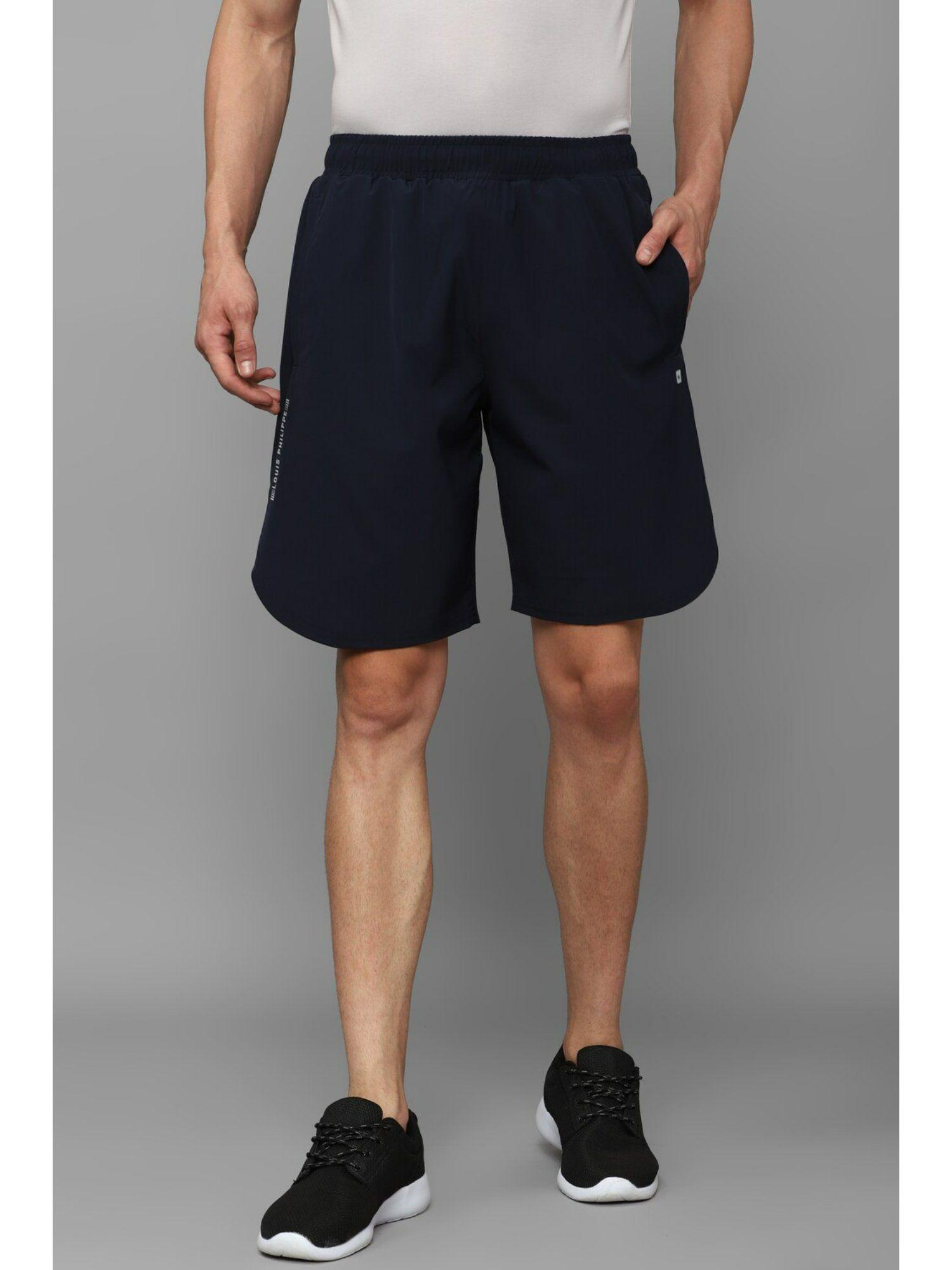 men navy solid slim fit shorts