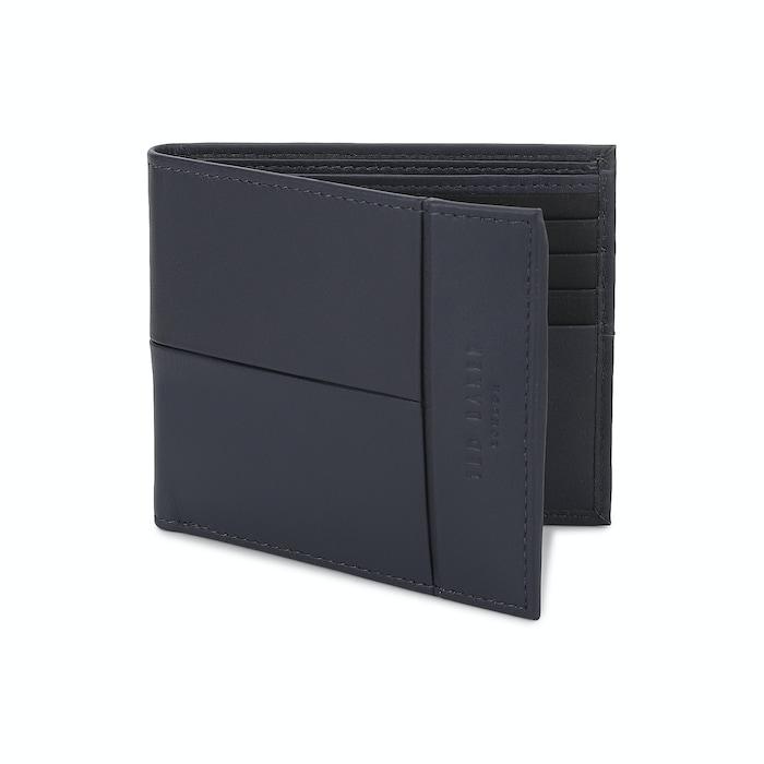 men navy t detailed bi-fold wallet