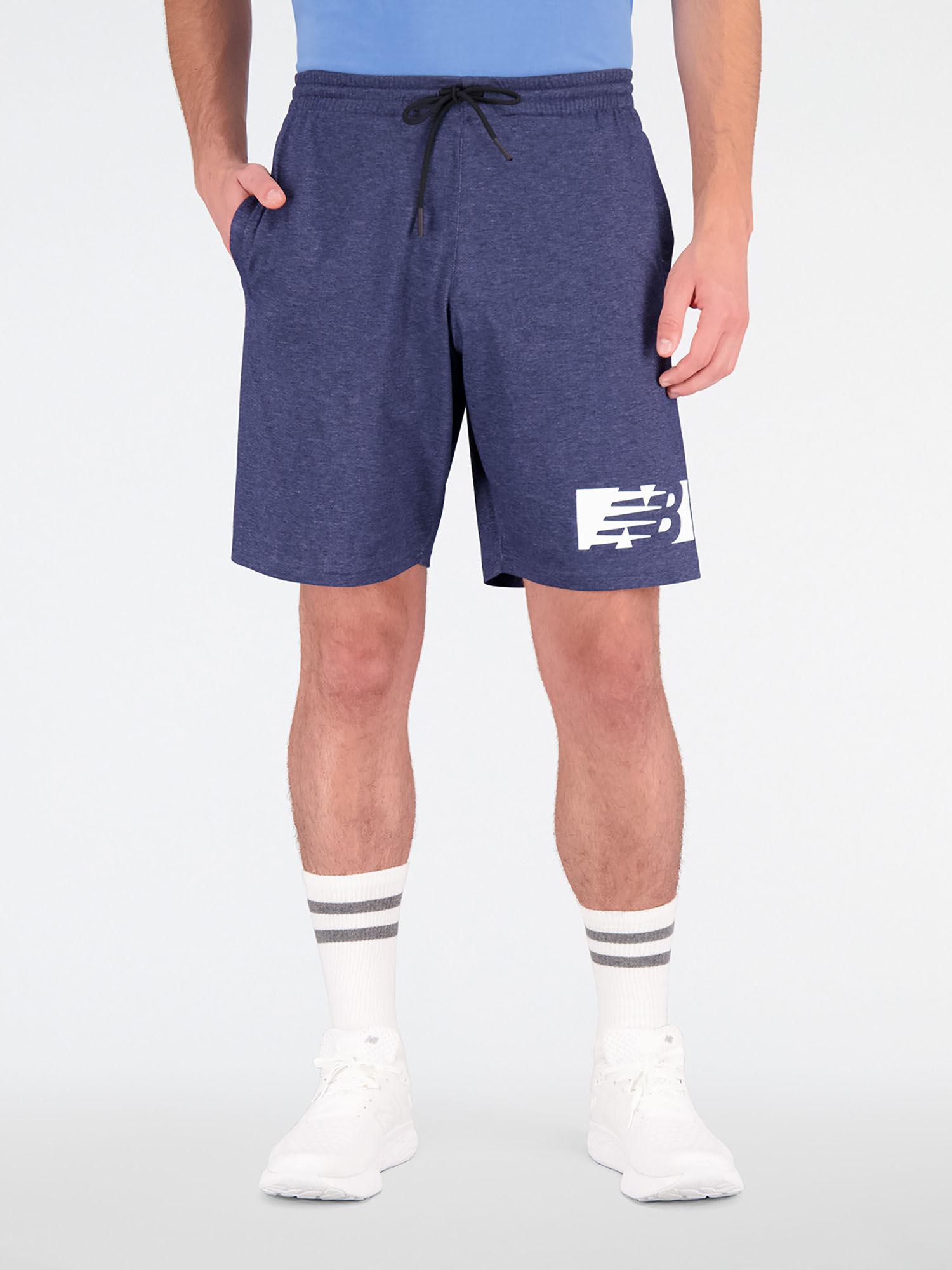 men nb navy heather mid rise sports shorts