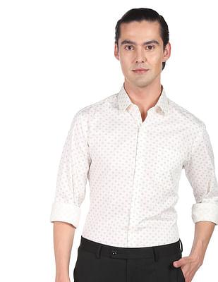 men off white geometric print pure cotton formal shirt