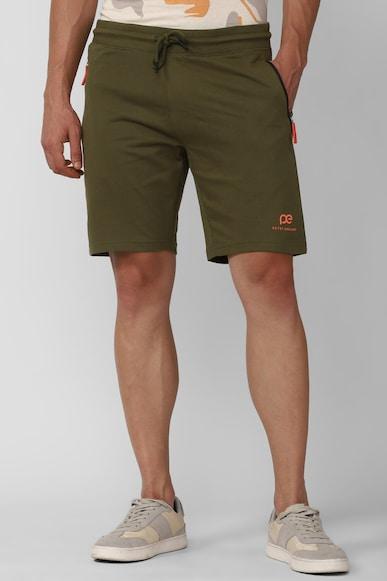 men olive graphic print regular fit casual shorts