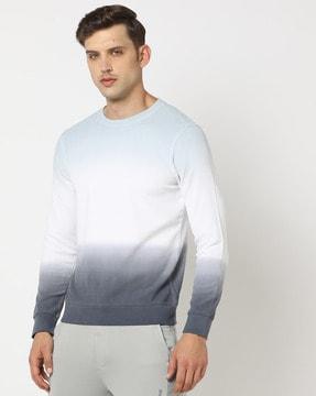 men ombre-dyed regular fit crew-neck sweatshirt