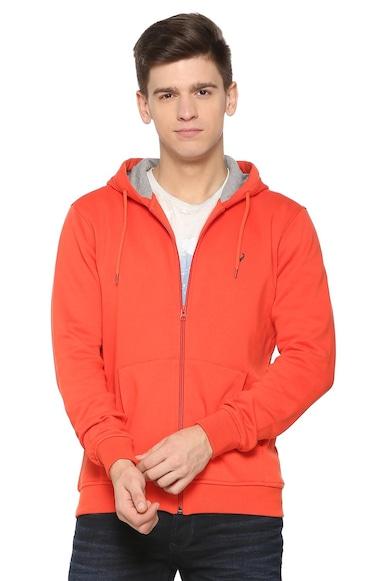 men orange full sleeves casual sweatshirt