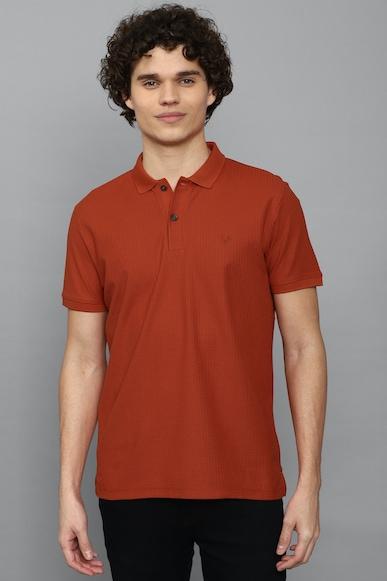 men orange solid polo neck t-shirt