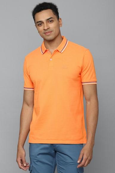 men orange solid polo neck t-shirt