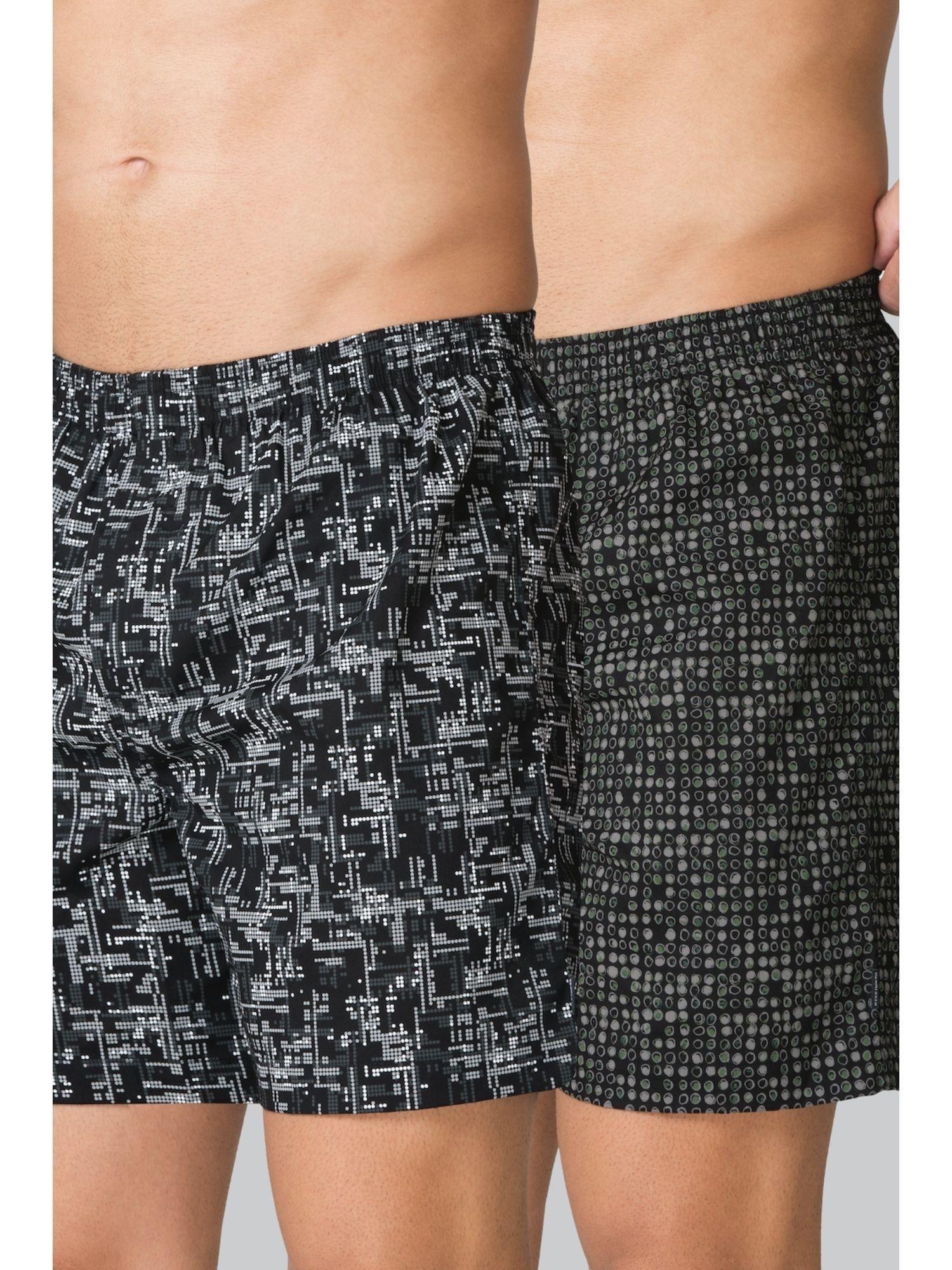 men pack of 2 allover print & functional pockets boxer shorts - ebx-02, ebx-04