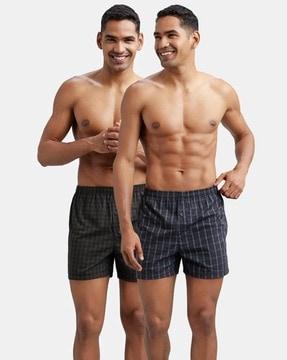 men pack of 2 checked boxers with elasticated waist