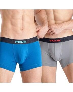 men pack of 2 cotton trunks with logo waistband