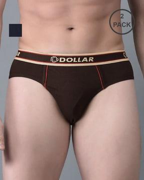 men pack of 2 logo print briefs with elasticated waistband