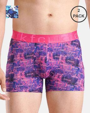 men pack of 2 printed trunks with elasticated waistband