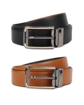 men pack of 2 reversible belts with tang-buckle closure