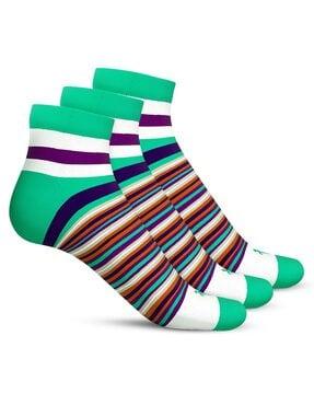 men pack of 3 striped ankle-length socks