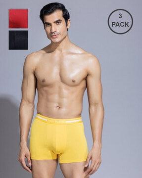 men pack of 3 typographic print trunks with elasticated waistband