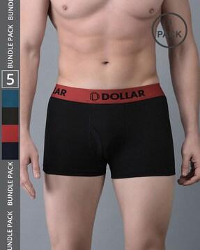 men pack of 5 typographic print assorted trunks with elasticated waistband