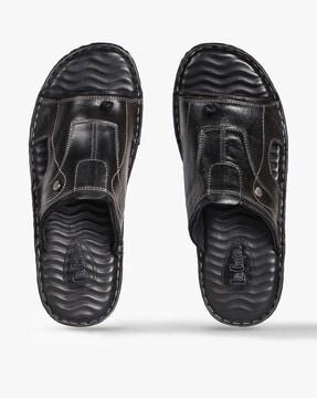 men panelled cut-out slip-on sandals