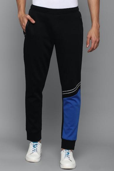 men patterned regular fit black jogger pants