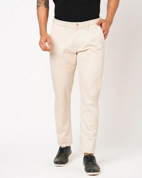 men patterned relaxed fit flat-front trousers