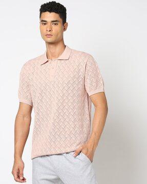 men patterned slim fit polo t-shirt