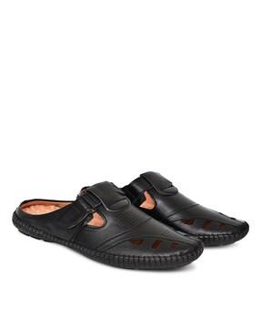 men perforated sliders with velcro fastening
