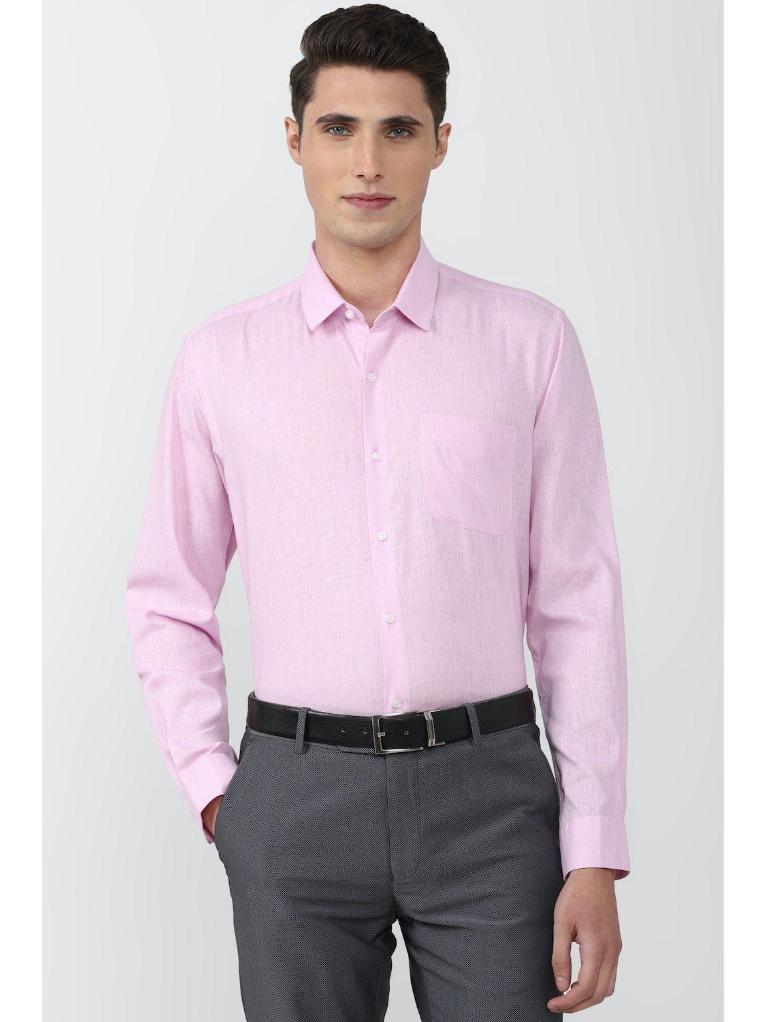 men pink regular fit formal shirt