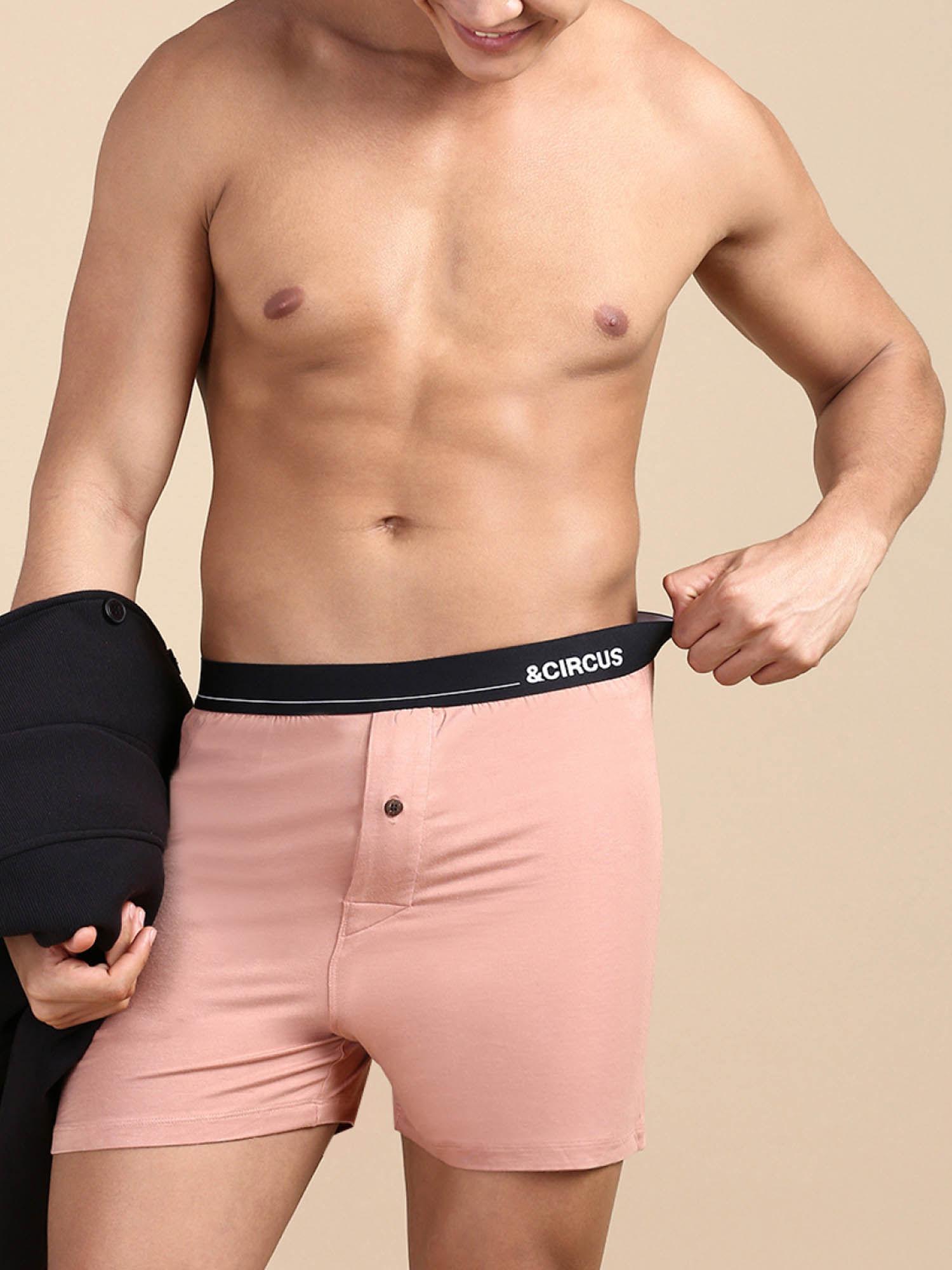 men pink regular fit solid boxers