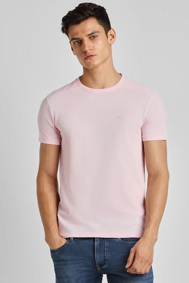 men pink solid crew neck round neck t-shirts