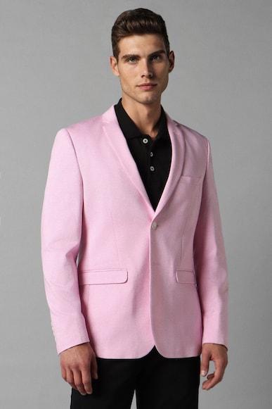 men pink super slim fit check casual blazer