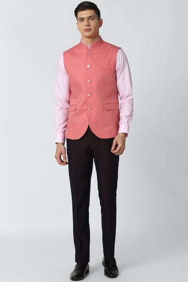 men-pink-textured-nehru-jacket