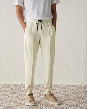 men pleated joggers with insert pockets