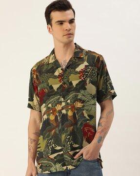 men printed regular fit shirt