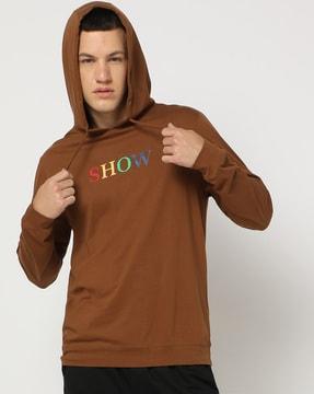 men printed relaxed fit hooded t-shirt