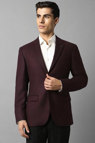 men purple regular fit textured formal blazer