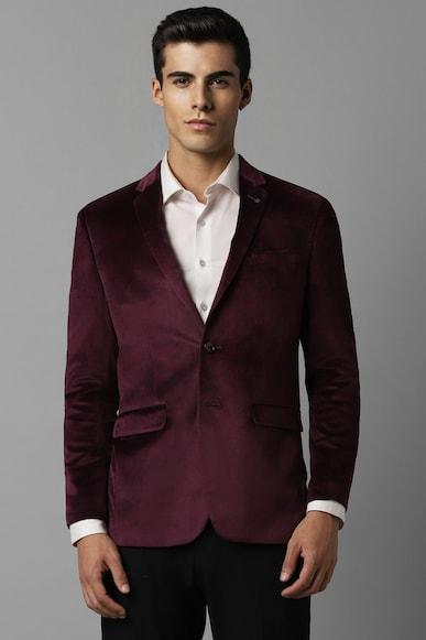 men purple slim fit solid party blazer