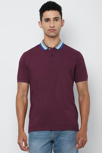 men purple solid polo neck t-shirt