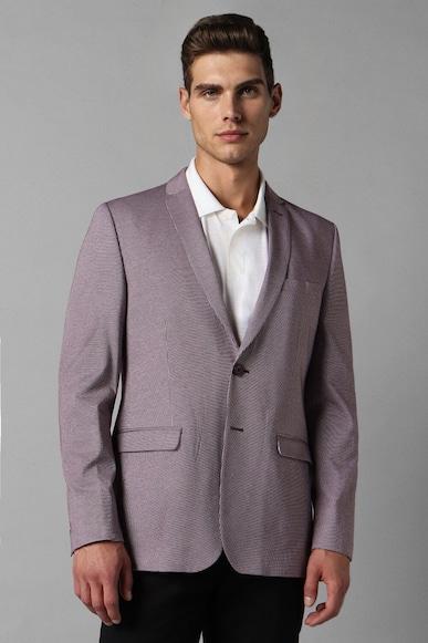 men purple super slim fit check casual blazer
