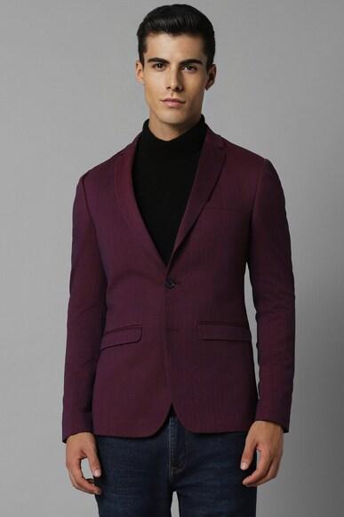 men purple super slim fit stripe casual blazer