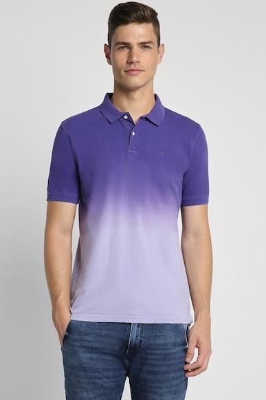 men purple textured polo neck polo t-shirts