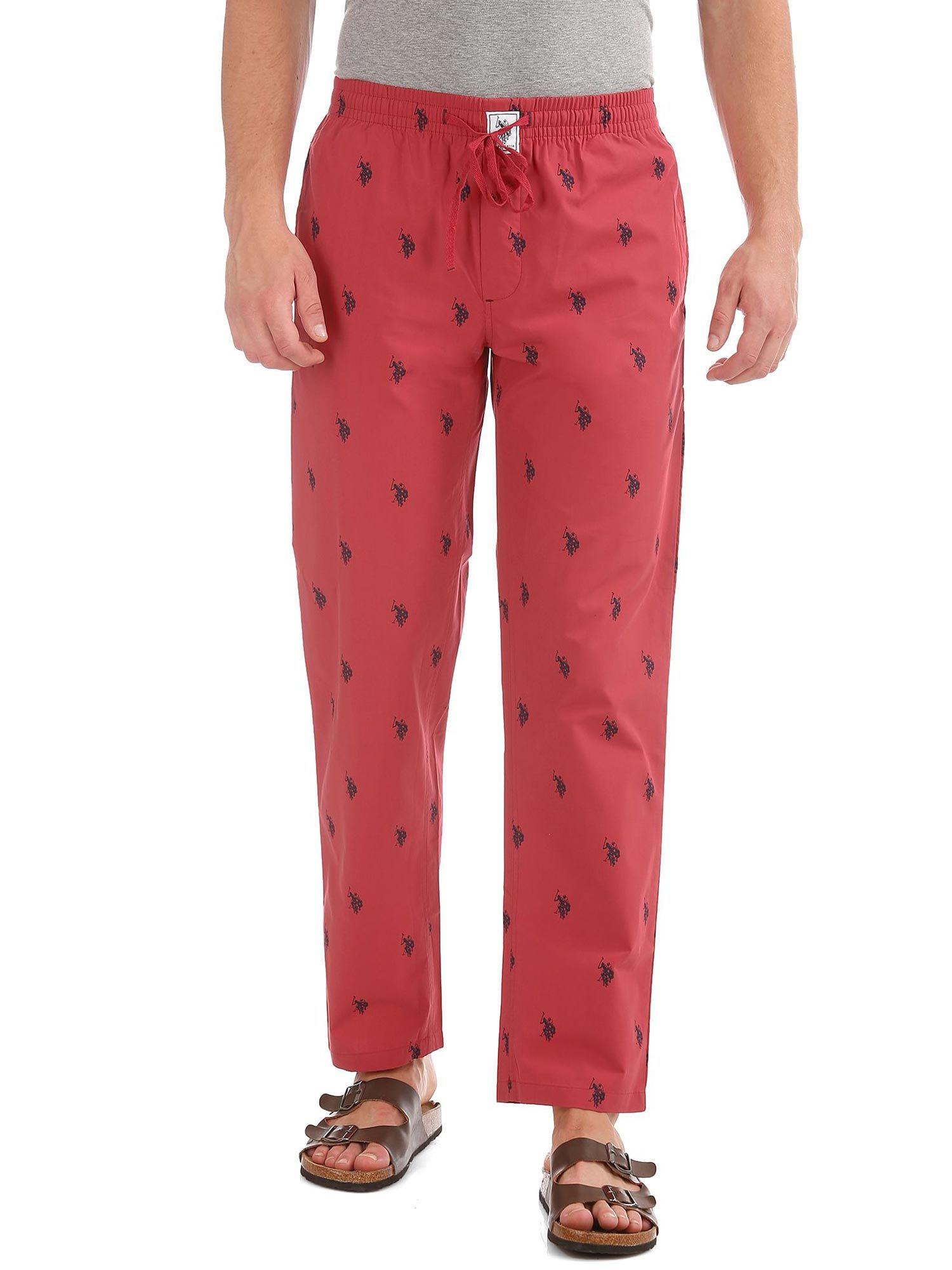 men red i506 comfort fit print cotton lounge pants red