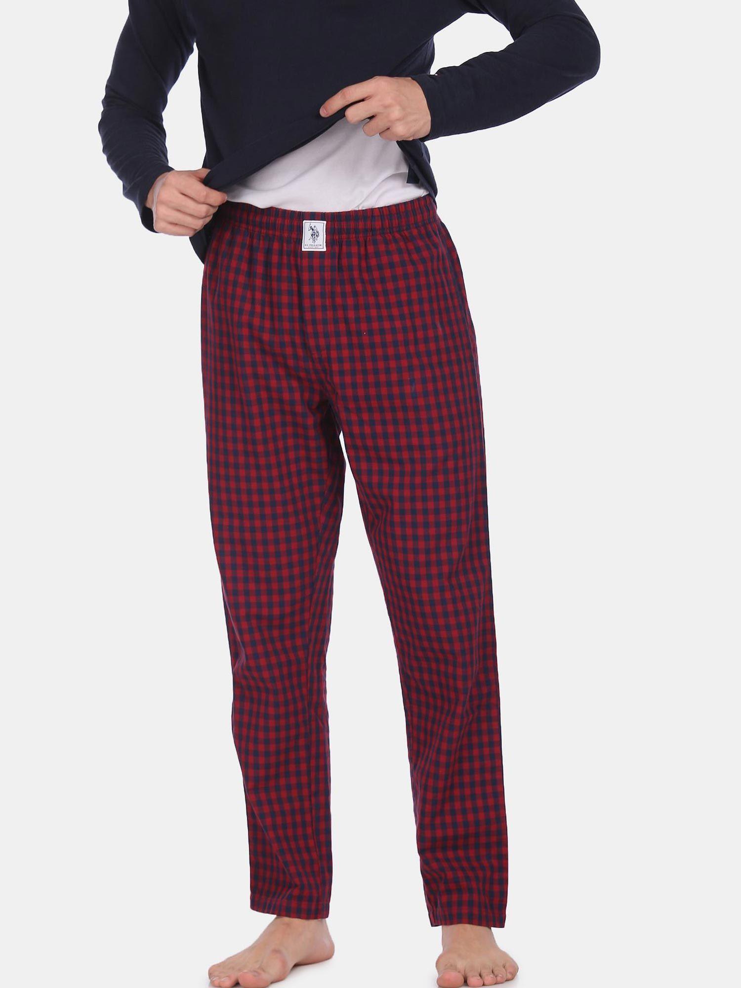 men red i659 comfort fit checks cotton lounge pants red