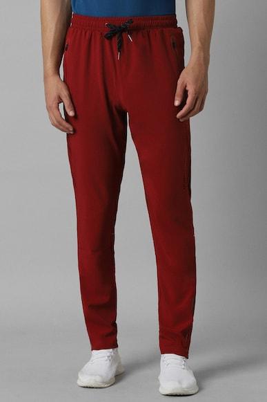 men red solid casual track pants