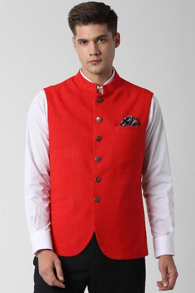 men-red-textured-nehru-jacket