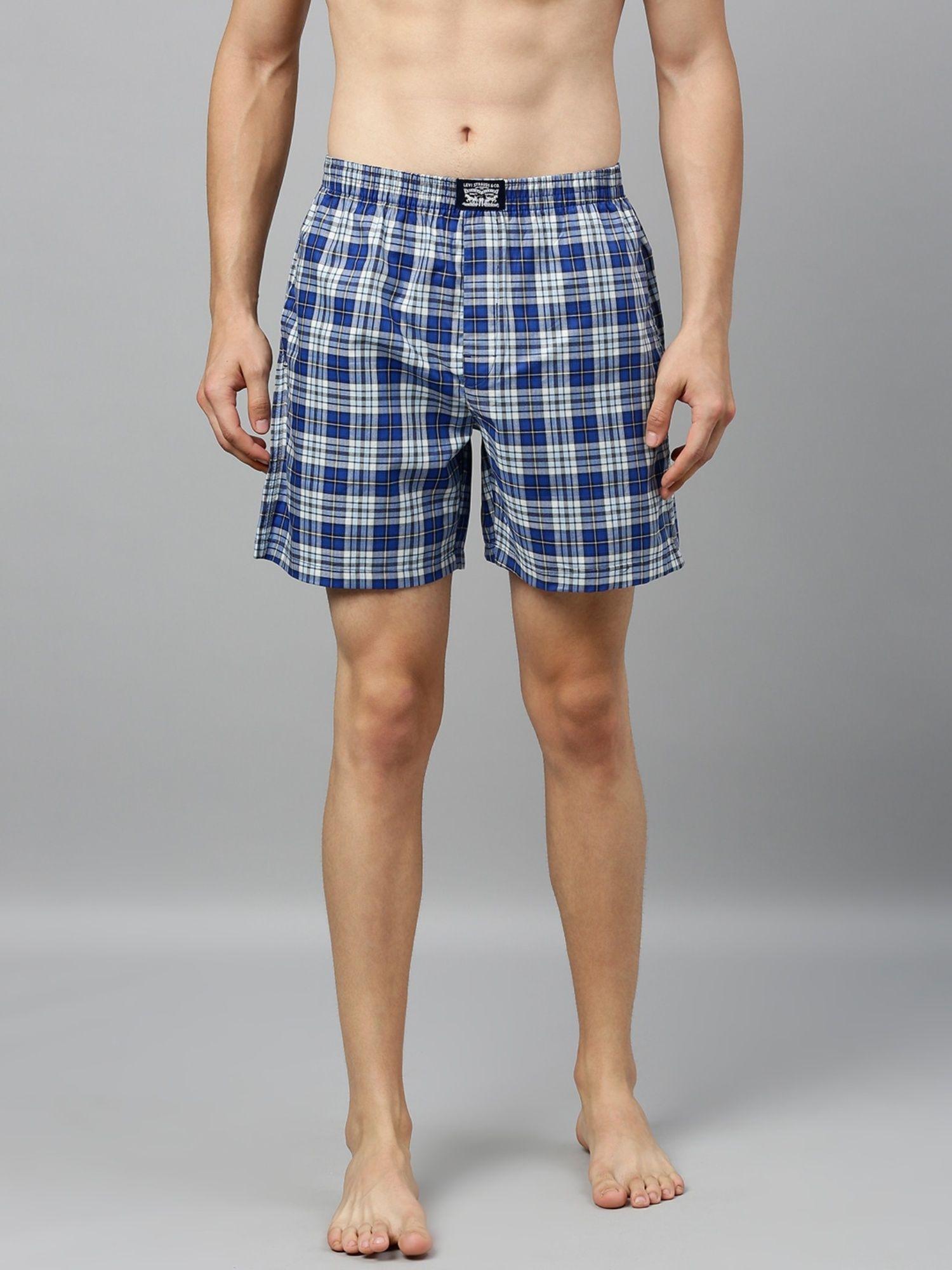 men regular fit checkered boxer shorts blue