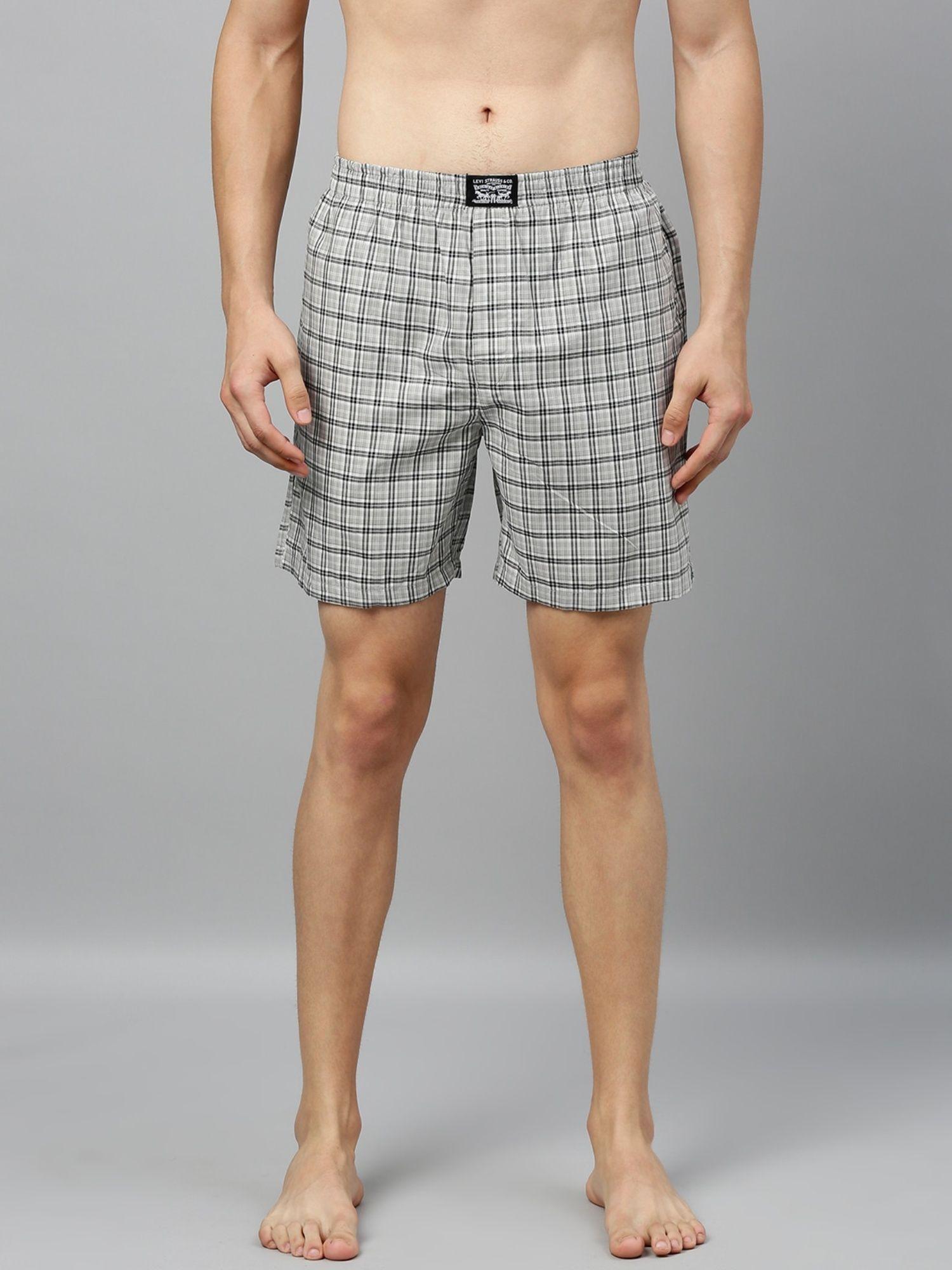 men regular fit checkered boxer shorts grey