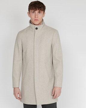 men regular fit coat with button closure