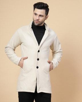 men regular fit coat with button closure